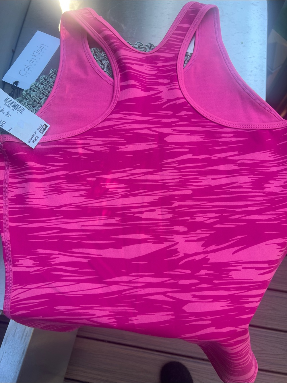 NWT Calvin Klein Pink Patterned Racerback Tank. Small - Picture 5 of 8
